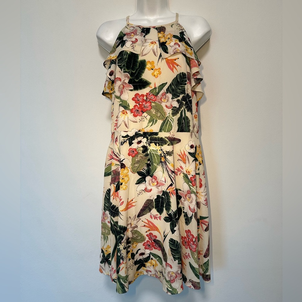 LONDON TIMES - Printed Crepon Fit & Flare Dress